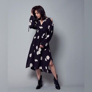 NWT All Saints Lavete Rodin 100% Silk Midi Dress | Size Small